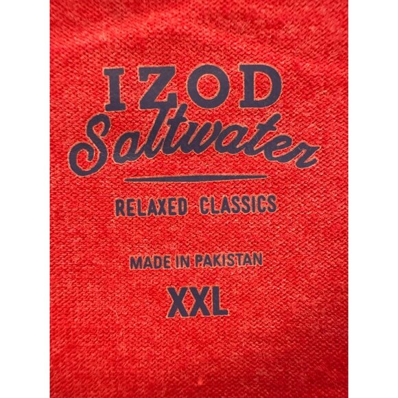 Izod Saltwater Relaxed Classics Red T-Shirt Men’s XXL Soft Cotton Casual Tee - Picture 3 of 8